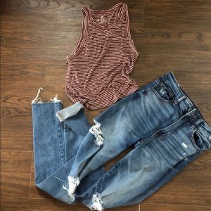 AE high waisted skinny distressed jean